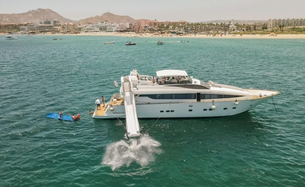100 ft yacht with water slide in Los Cabos