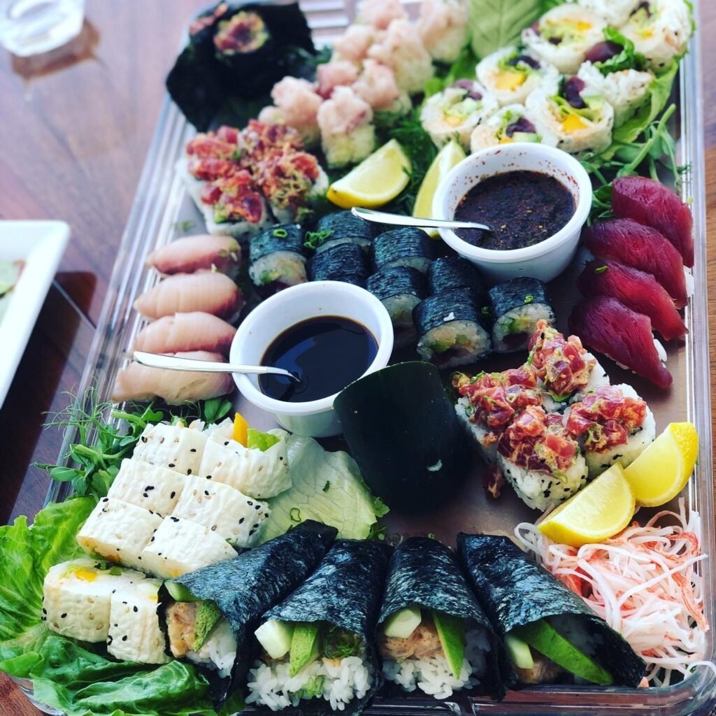 Sushi platter on a private yacht